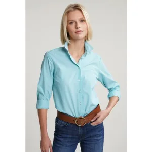 River Woods Green/white Striped Blouse Long Sleeves