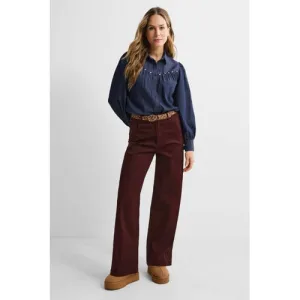 anytime denim blouse met naaddetail blauw