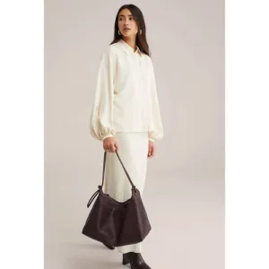 WE STUDIO leren schoudertas aubergine