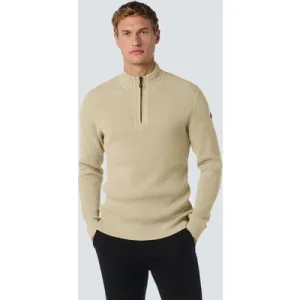 No Excess Pullover Half Zipper Solid Jacquard Cement