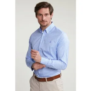 River Woods Custom Fit Checked Shirt Blue/white