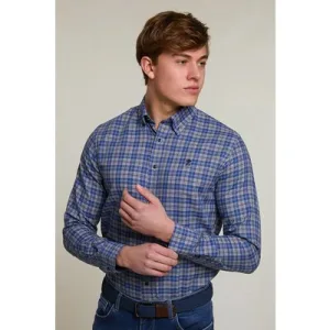 River Woods Custom Fit Checked Shirt Blue