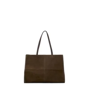 Mango suede schoudertas donkerbruin