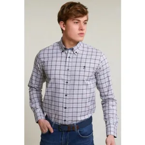 River Woods Custom Fit Checked Shirt White/brown