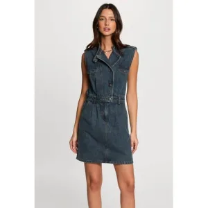 Morgan denim spijkerjurk dark blue denim