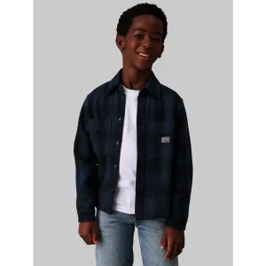 Calvin Klein Overhemd met lange mouwen Textured Checked Shirt voor kinderen tot 16 jaar en met logo-patch