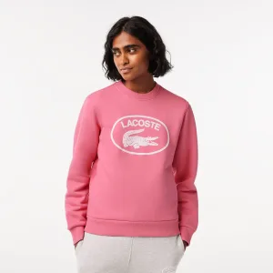 Lacoste Loose Fit Organic Cotton Fleece Sweatshirt voor dames in Roze