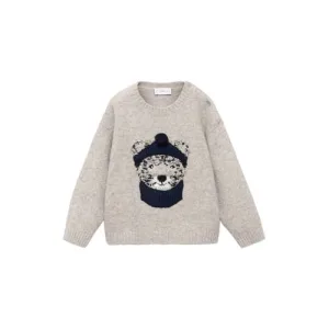 Mango Kids trui lichtgrijs gebreid
