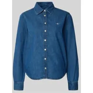 Gant Denim blouse met logostitching en sportmanchetten