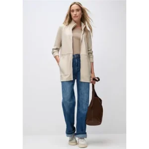 Street One Dames Sweatjack met gebreide details in Beige