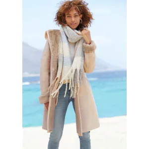 Buffalo Jas van imitatieleer met capuchon, teddyvoering, winterjas