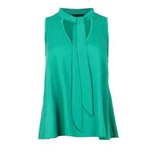 Groene mouwloze top met strikdetail