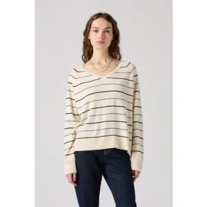 Levi’s Petal Vneck Sweater Olympic Stripe White