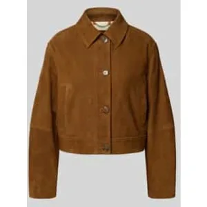 Boss Orange Regular fit leren jack met platte kraag