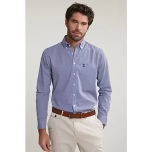 River Woods Slim Fit Checked Shirt With Pocket Blue/white