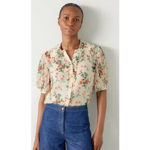 LK Bennett Flora Ruffle Button-down Shirt Cream