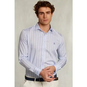 River Woods Slim Fit Striped Shirt Blue