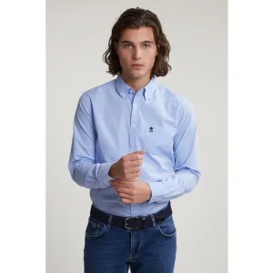 River Woods Slim Fit Checked Shirt With Pocket Blue/white