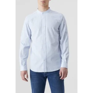 Closed Collarless Shirt Shirts & Blouses Ocean Blue