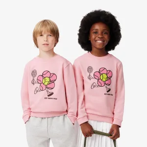Lacoste Juniors Bedrukt Sweatshirt met ronde hals voor jongens in Roze
