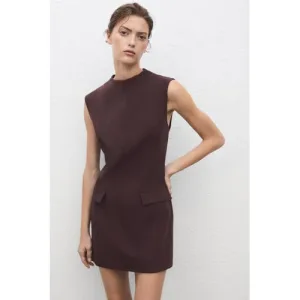 Mango A-lijn jurk donkerbruin