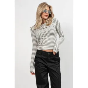 Sofie Schnoor gestreepte top grijs/wit