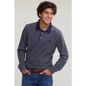 River Woods Custom Fit Cotton Polo Navy/ofxford Mix
