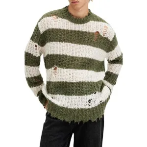 AllSaints Sid Crew Khaki/white