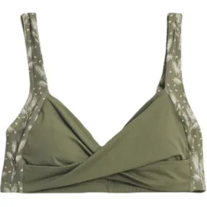 White Stuff Patchwork Panel Bikini Top Green Mlt