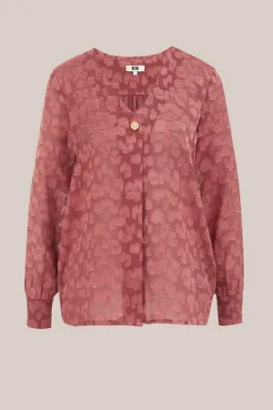 WE Fashion – Dames blouse met structuur – Regular fit – Oudroze –