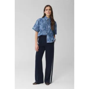 Shoeby wide leg high waist broek donkerblauw