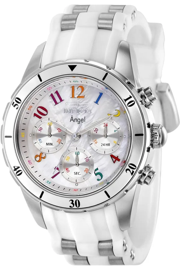 Invicta Angel 24903 Dames Horloge – Waterdicht – Analoog – Quartz Uurwerk – Roestvrij Staal met witte Wijzerplaat -40mm
