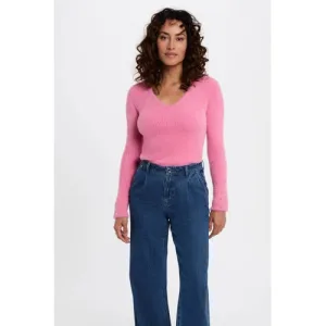 Morgan trui rib gebreid roze