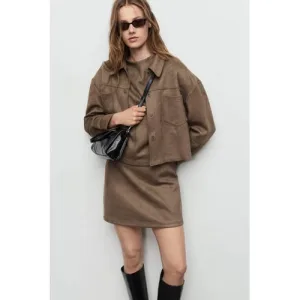 Mango suede jasje bruin