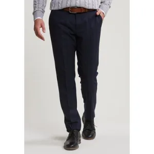 River Woods Checked City Pants Virgin Wool Blue