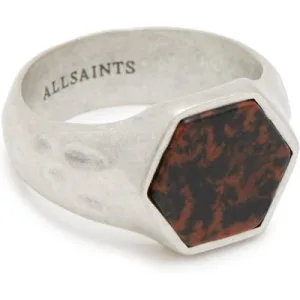 AllSaints Heli Stone Hex Ring Mahogny