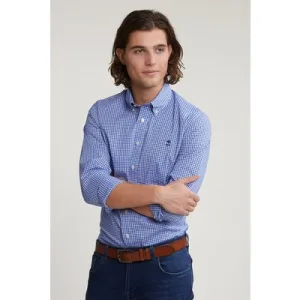 River Woods Custom Fit Checked Shirt Blue/white