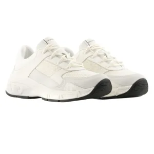 Emporio Armani Heren Leren Trainers (Gebroken wit)