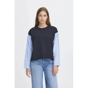 ICHI sweater donkerblauw
