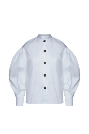 Wit shirt met bisschopsmouwen