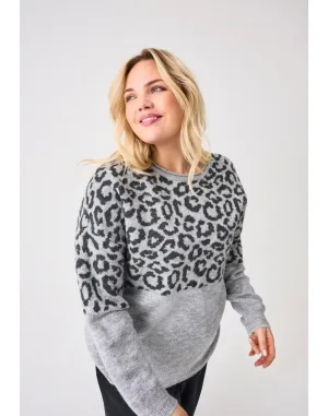 ONLY CARMAKOMA Trui met ronde hals CARJADE ZEBRA L/S O-NECK KNT