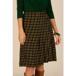 River Woods Pleated Viscose Skirt Green