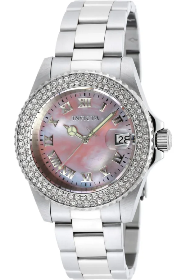 Invicta Angel 19874 Dames Horloge – Quartz Uurwerk – Roestvrij Staal met parelmoeren Wijzerplaat – 40mm