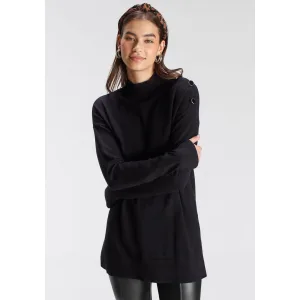 Tamaris Trui met staande kraag met knopen op de schouder