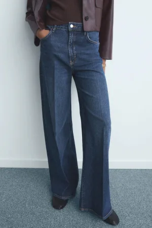 Mango wide leg jeans dark blue denim