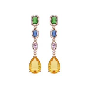 Luxenter Oorbellen met Multicolour Zirkonia afgewerkt in 18K geel goud – Doomi