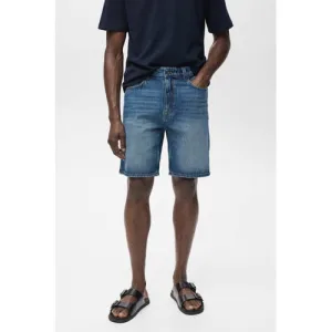 Mango Man denim regular short donkerblauw