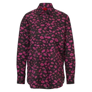 Hugo Dames/Dames Ontspannen Vriendinnenblouse (Zwart/Paars)