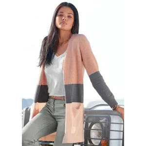Vivance Cardigan met colorblock-look en zakken, lange cardigan