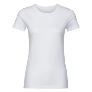 Russell Dames/Dames Authentiek Organisch T-shirt (Wit)